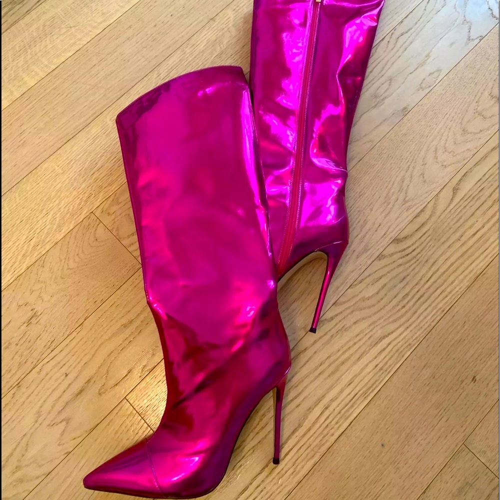 Pink Fuscia Chrome Heels